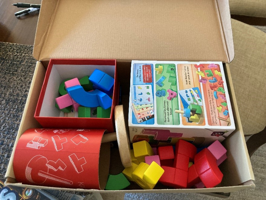 Good bleepin’ luck putting this back in the box before you’ve become a Katamino Tower pro. You will need a shoe-box sized container to hold the disassembled pieces until you master the boss level of the game.